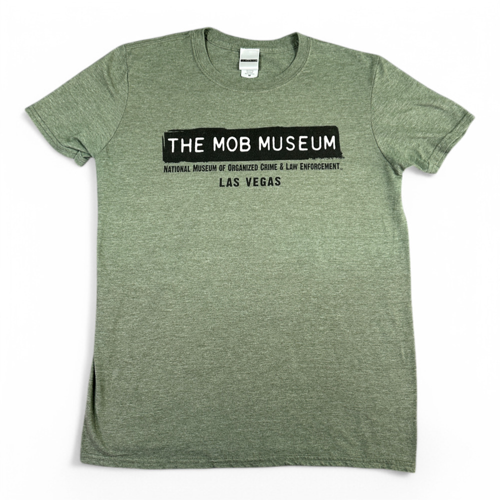 Mob Museum Shirt Adult MEDIUM Green Las Vegas Organized Crime Mafia Police